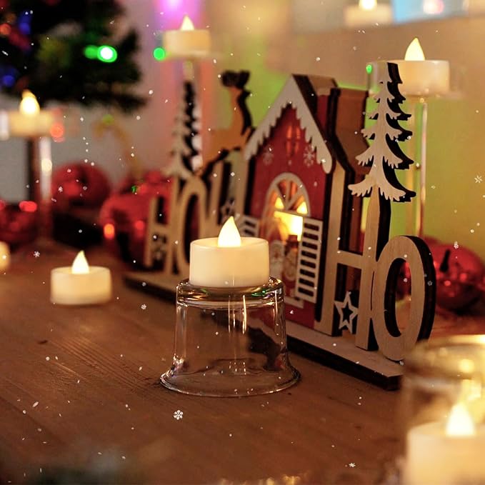 BEICHI Set of 24 Flameless LED Tea Lights Bulk, Electric Tealight Candles, Small Fake Candles Battery Operated, Warm White Flickering Mini Candles for Christmas, Home Decor-VerdiqueGarden