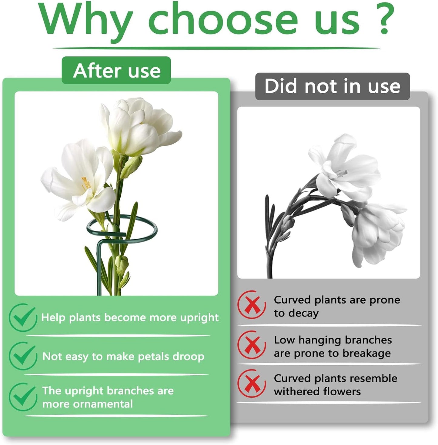 Huakaile 4 Packs Adjustable 23.6" Plant Stakes and Supports with 30 Pieces 9" Twist Ties, Green Plant Holder Stick Outdoor Indoor, Metal Flower Support Stakes Rings for Gardens Vegetables (60 cm)-VerdiqueGarden