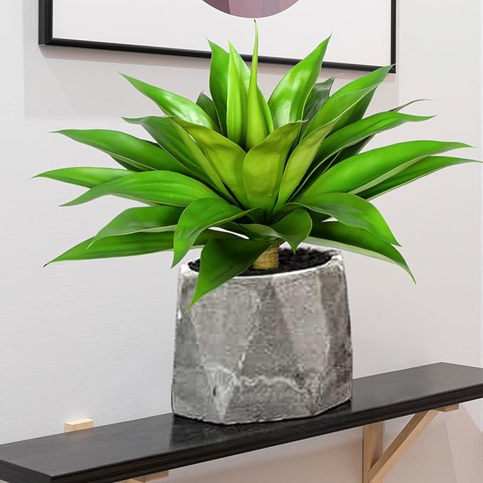 Fake Plants Artificial Agave Plants Indoor, UV Resistant Fake Agave Planters Outdoor Decorating.Artificial Plants for Outdoors Decor(1Pack,22') Spring Decorations for Home-VerdiqueGarden