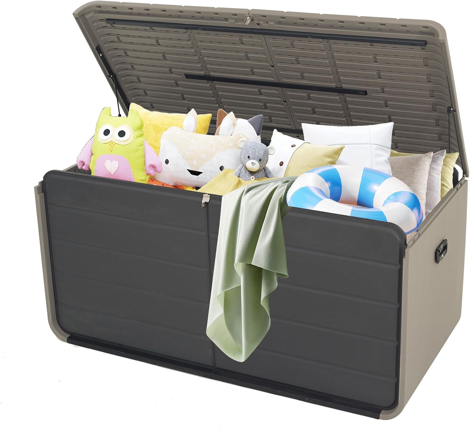 Resin Deck Box 260 Gallons, Extra Large Heavy-Duty Outdoor Storage Box, Lockable & Waterproof Patio Outside Storage Box for Patio Furniture, Garden Tools, Pool Supplies-VerdiqueGarden