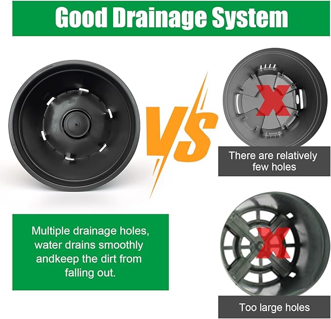 1.5 Gallon Plastic Nursery Pots, 7.5 Inch Round Plant Pots with Drainage Holes, 15 Pack Flower Pots for Outdoor Indoor Plants, Flowers, Black-VerdiqueGarden