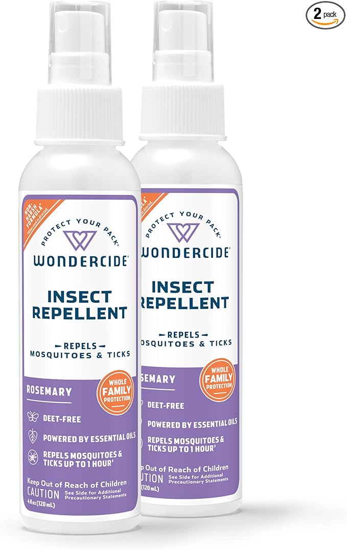 Wondercide - Mosquito, Tick, and Insect Repellent with Natural Essential Oils - DEET-Free Bug Spray and Killer - Safe for Family - Rosemary 2-Pack of 4 oz Bottle-VerdiqueGarden
