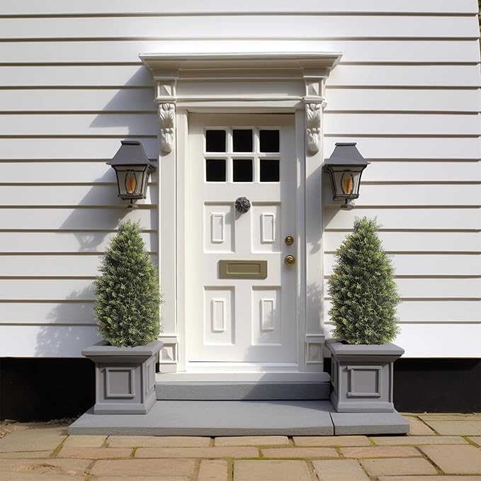 3FT Artificial Cedar Topiary Trees, Fake Cypress Trees Faux Pine Shrubs Plants, Evergreen Plants for Home Porch Decor Set of 2-VerdiqueGarden