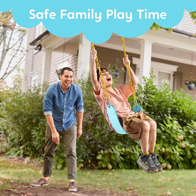 TURFEE Swing for Outdoor Swing Set - Pack of 1 Seat Replacement Kit with Heavy Duty Chains - Backyard Swingset Playground Accessories for Kids (Blue 2)-VerdiqueGarden