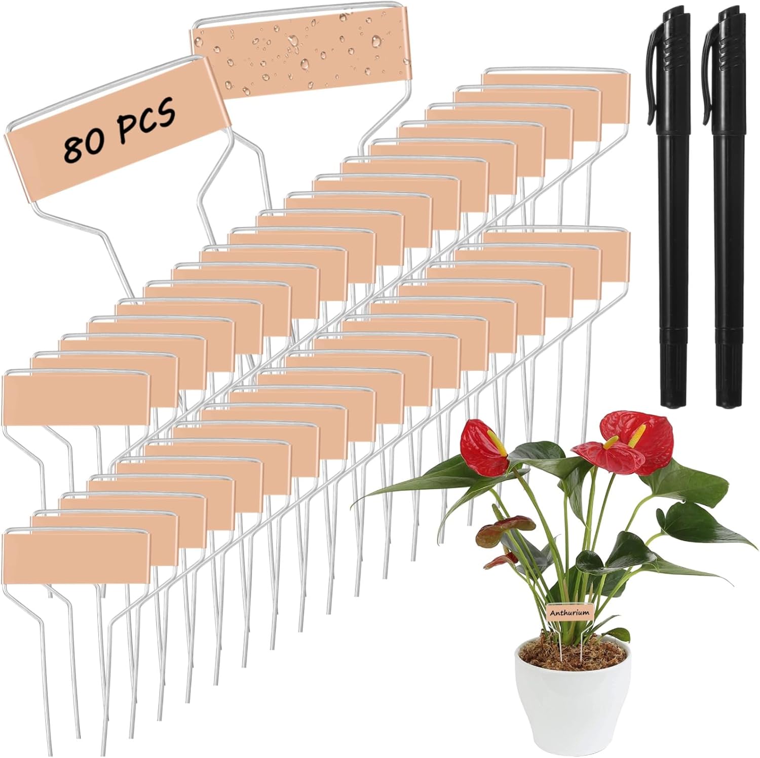 80 PCS Metal Garden Tags Plant Labels for Garden Waterproof Plant Markers with 2 Permanent Pen, High Copper Plate Plant Labels,Coppers Plant Tags for Flowers, Vegetables, Seedlings, Seed (80PCS)-VerdiqueGarden