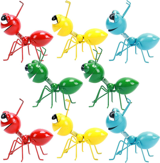 Metal Yard Art Garden Decor for Outside Cute Ants Yard Decorations Outdoor Lawn Ornaments Backyard Gifts for Mom - Set of 8 (4Colorful*2)-VerdiqueGarden