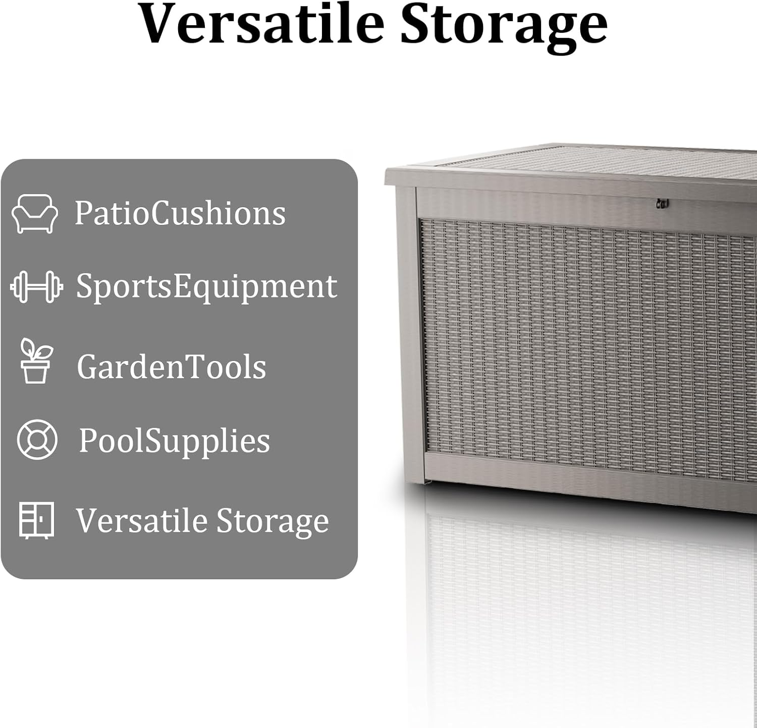 320 Gallon Waterproof Deck Box, Lockable Resin Storage Box for Patio Furniture Cushions Garden Tools and Outdoor Delivery Storage, Coffee-VerdiqueGarden