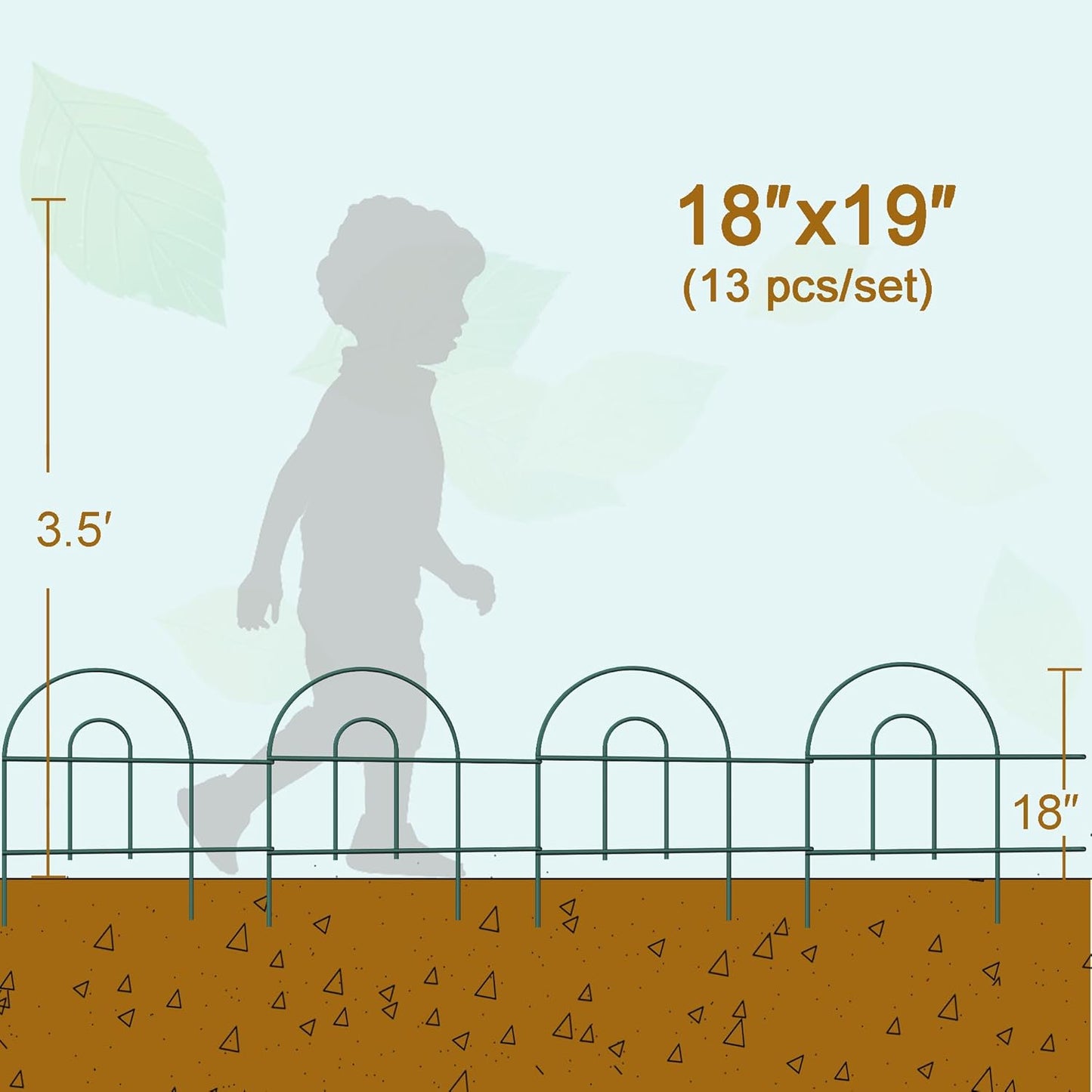 Decorative Garden Folding Border Fence, Metal Wire Edging Flower Fence Panel 18in X20ft Outdoor Patio Landscape-VerdiqueGarden