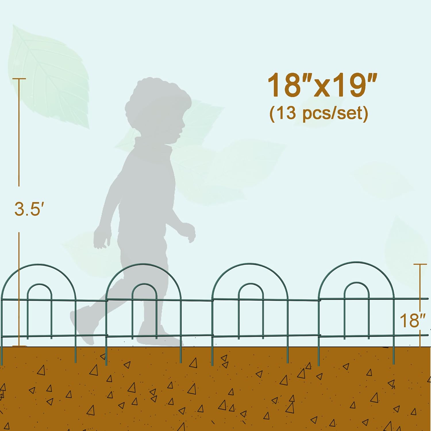 Decorative Garden Folding Border Fence, Metal Wire Edging Flower Fence Panel 18in X20ft Outdoor Patio Landscape-VerdiqueGarden