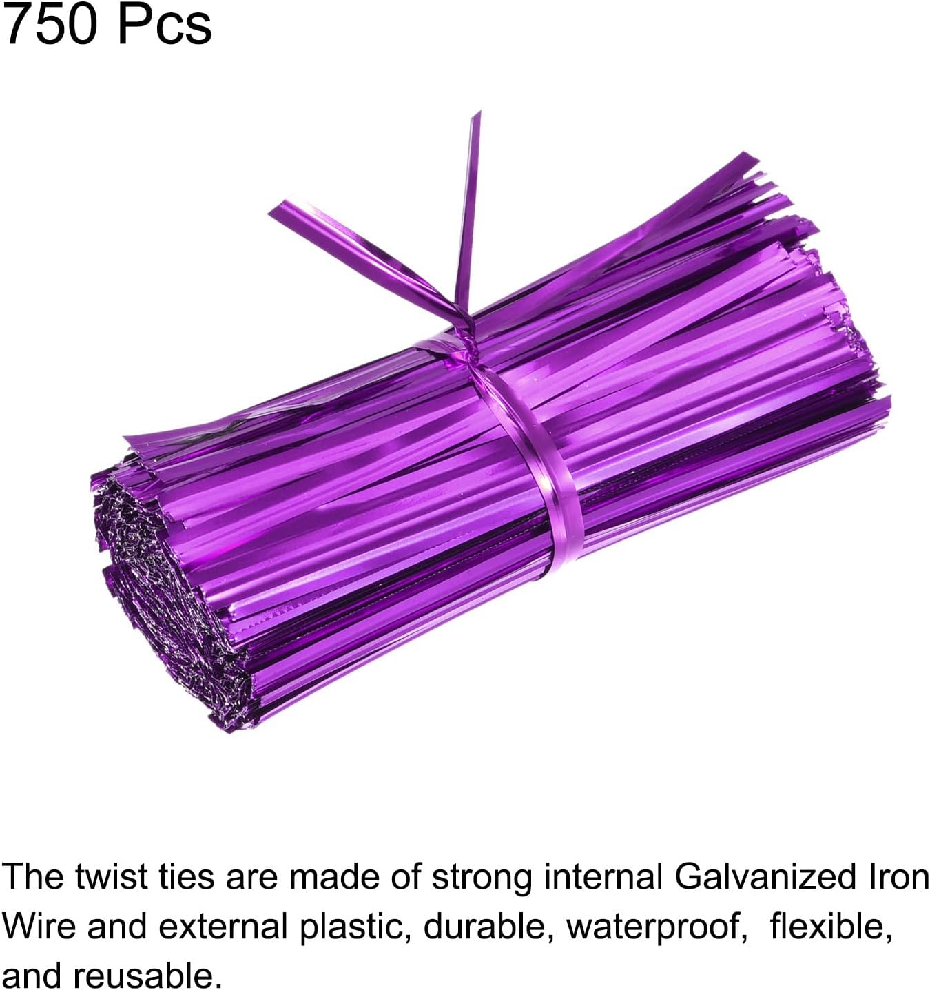 MECCANIXITY Foil Twist Ties 3" 8cm Metallic Plastic Closure Tie for Tying Bread, Candy, Cookies, Gift Bags Arts Crafts Ties Purple Pack of 750-VerdiqueGarden