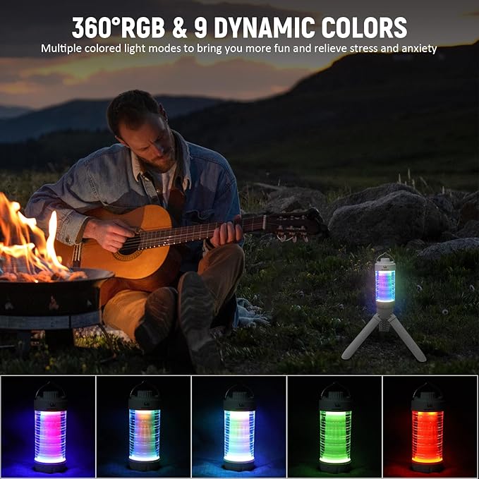 Wurkkos CL01 Camping Lantern Rechargeable, 550LM Waterproof Tent Light with Magnet Base, Up to 300H Runtime,Portable Lantern Flashlight with RGB light,Emergency Camp Light for Hurricane,Hiking,Camping-VerdiqueGarden