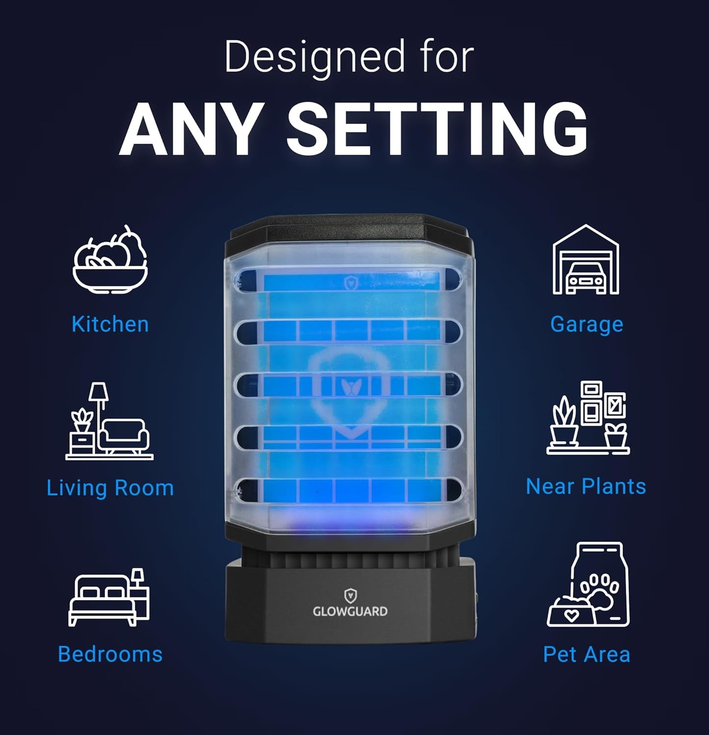 GlowGuard Cordless Flying Insect Trap Catches Fruit Flies, Indoor Gnat Killer, Magnet for Moths & Mosquitos in Dark, 1 Rechargeable Trap + 4 Dual-Sided Sticky Pad Refills, 30Hr 5000mAh Battery (Black)-VerdiqueGarden