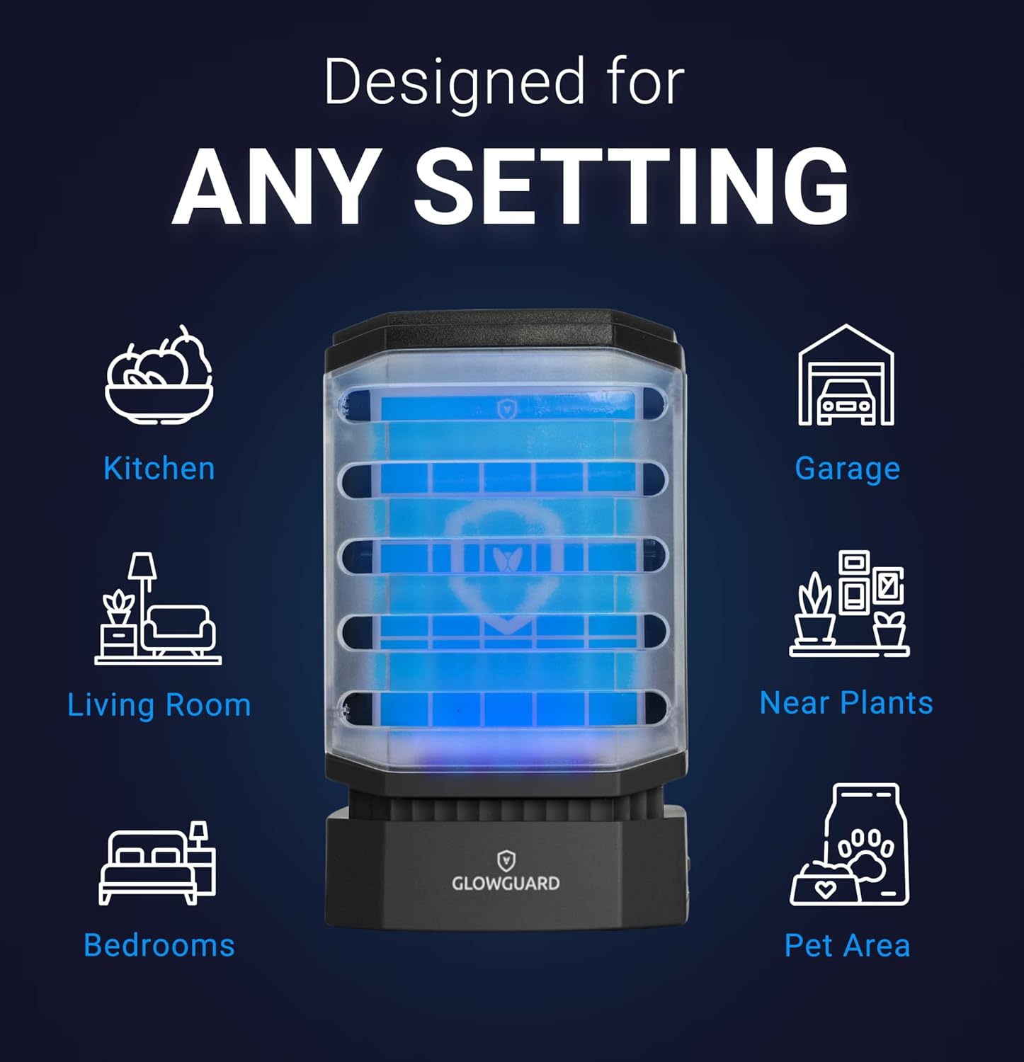 GlowGuard Cordless Flying Insect Trap Catches Fruit Flies, Indoor Gnat Killer, Magnet for Moths & Mosquitos in Dark, 1 Rechargeable Trap + 4 Dual-Sided Sticky Pad Refills, 30Hr 5000mAh Battery (Black)-VerdiqueGarden