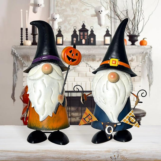 HONGLAND Cute Gnomes Decorations -14 Inch Fall Metal Gnomes Thanksgiving Day Decor - Elf Dwarf Gnomes Figurines - Gnome Decorations for Indoor Outdoor Home Decor-VerdiqueGarden