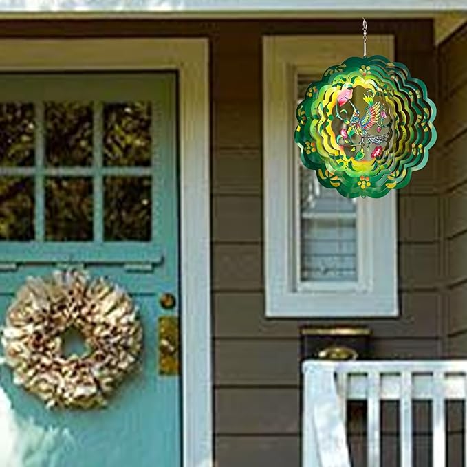 Hummingbird Wind Spinners Metal Hummingbird Gifts for Mom Women Grandma,12inch Hanging Wind Spinner for Outdoor&Indoor Decor Wind Chime Christmas Ornament Gifts for Yard Garden Decoration-VerdiqueGarden