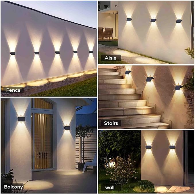 Fence Lights Solar Powered, 12-Pack Solar Fence Lights Up/Down Flexible Buttons, IP67 Waterproof for Outdoor, 120LM Bright, Auto Dusk to Dawn for Wall/Stairs/Yard/Railing/Deck/Pathway (Warm White)-VerdiqueGarden