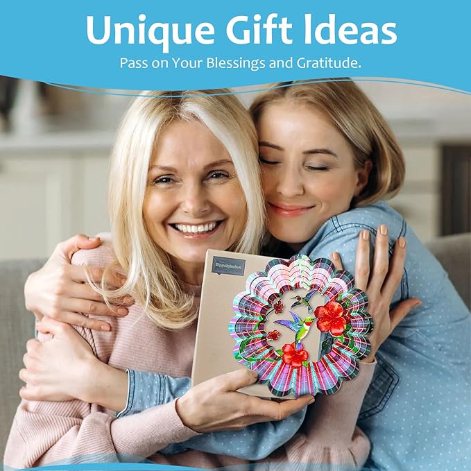 Hummingbird Wind Spinners Outdoor,6in Mandala Wind Spinner Hummingbird Gift for Women Men,Wind Spinner for Yard and Garden,Wind Sculpture for Yard Art Decorations,Christmas Decoration-VerdiqueGarden