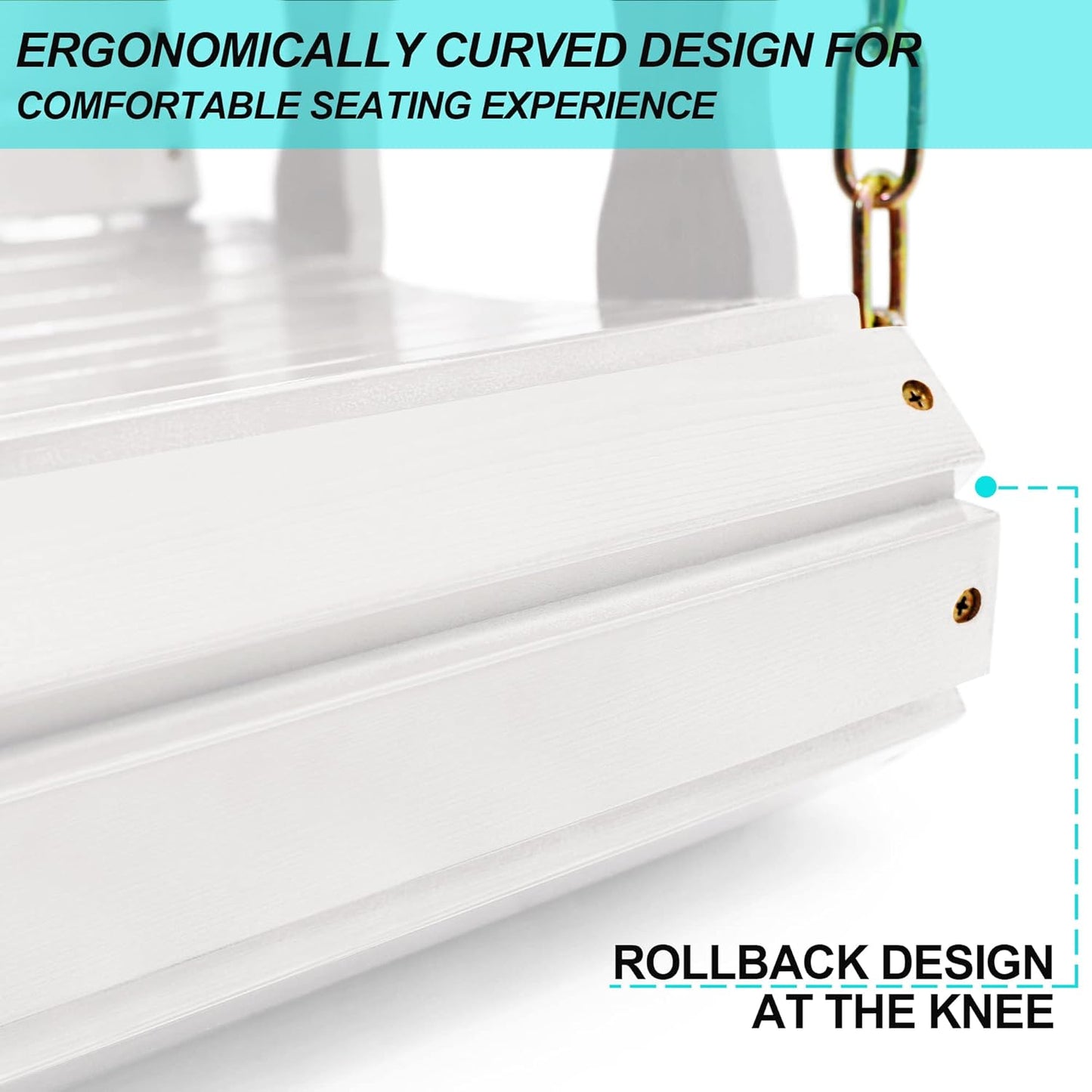 4FT Wooden Porch Swing w/Cupholders,Heavy Duty 800LBS Outdoor Swing Bench w/Chains,Patio Roll Back Swing Chair Bench,Front Porch 2-Person Hanging Bench,for Garden Courtyard Lawn & Balcony-VerdiqueGarden