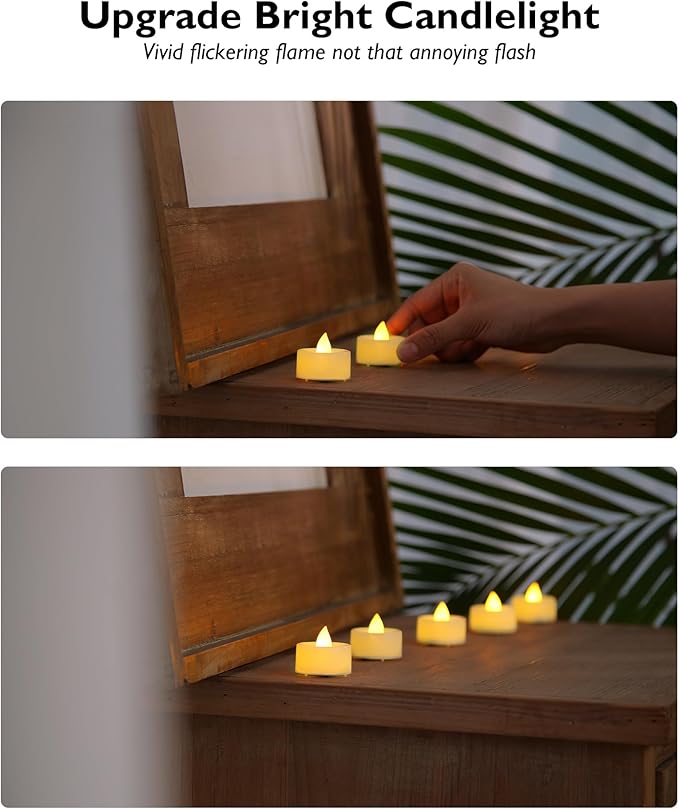 BEICHI Flameless Candles, 24Pack Battery Operated Candles, LED Tea Lights Candles Battery Operated, Flickering Fake Candles for Wedding Party Home Decor- Warm White, Ivory Base-VerdiqueGarden