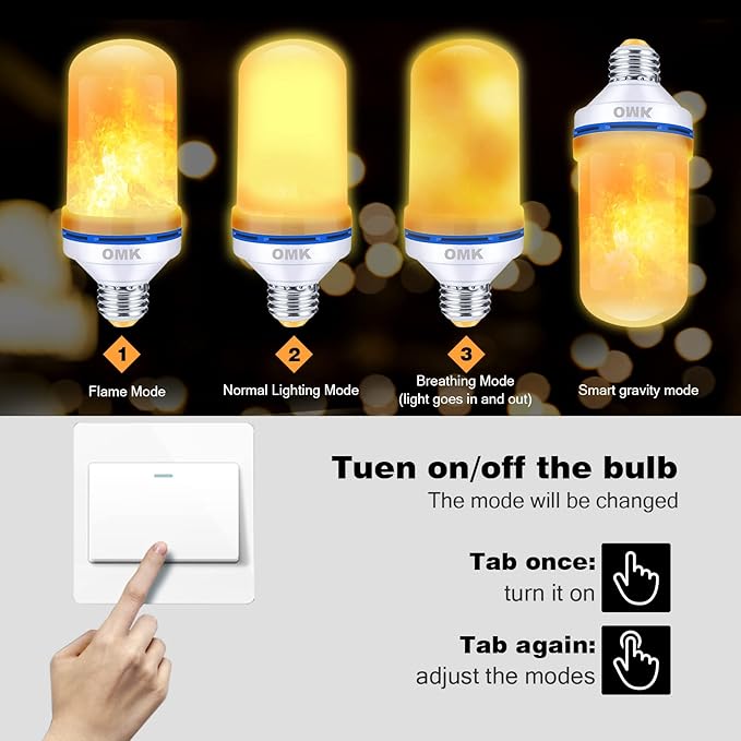 OMK Flame Light Bulbs, Christmas Decorations Flame Bulb, LED Flame Effect Fire Light Bulbs, for Porch Yard Bedroom Hotel Bar Pary Holiday Gifts-VerdiqueGarden