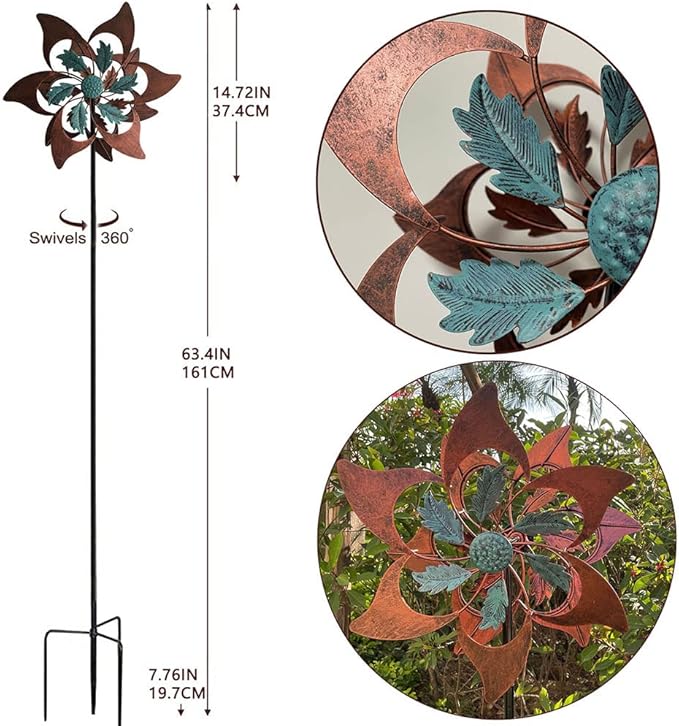 360 Degrees Metal Swivel Classical Two-Color Windmill Wind Spinner for Patio Lawn Outdoor Yard Lawn Garden-VerdiqueGarden