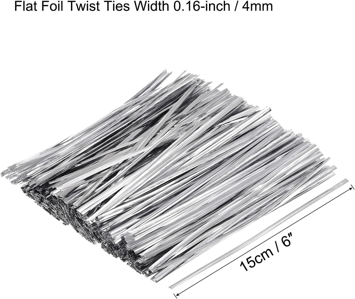 MECCANIXITY Foil Twist Ties 6" 15cm Metallic Plastic Closure Tie for Tying Bread, Candy, Cookies, Gift Bags Arts Crafts Ties Silver Tone Pack of 750-VerdiqueGarden