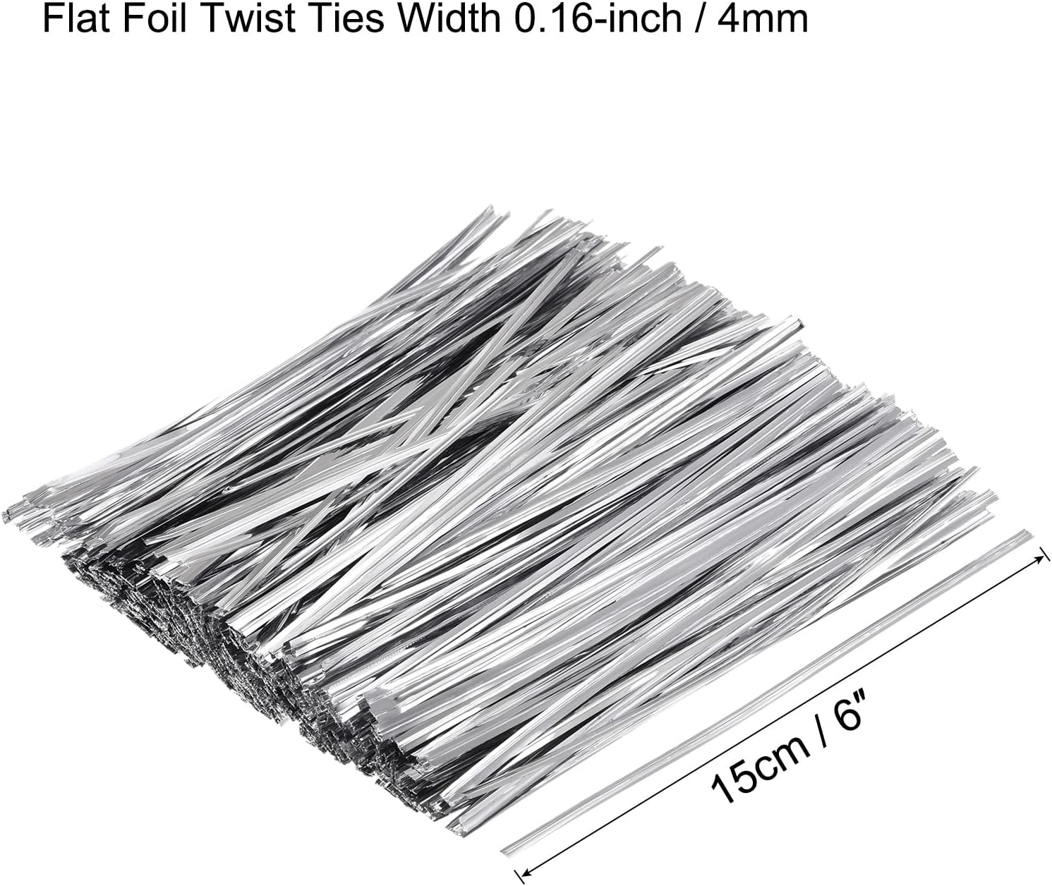 MECCANIXITY Foil Twist Ties 6" 15cm Metallic Plastic Closure Tie for Tying Bread, Candy, Cookies, Gift Bags Arts Crafts Ties Silver Tone Pack of 750-VerdiqueGarden