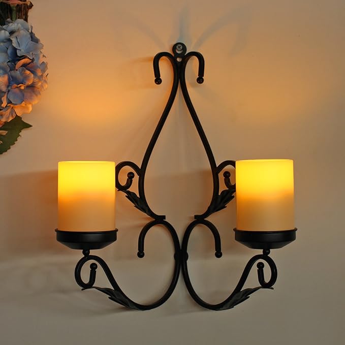 3 in 1 Lighting Chandelier with 4pcs Battery Operated Led Candle with Remote, Table Centerpiece for Indoor or Outdoor Gazebo, Patio Decoration, Black-VerdiqueGarden