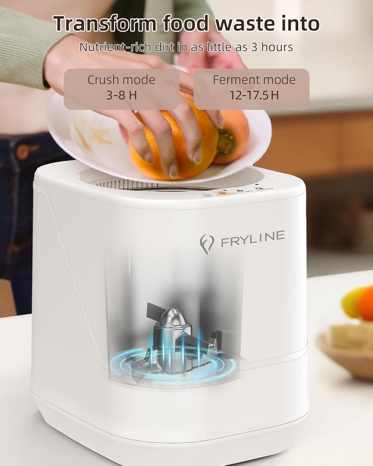 Electric Composter for Kitchen, 4L Countertop Compost Bin, Smart Composter Home Indoor Fertilizer Machine Odorless, Turn Waste to Pre-Compost for Plants-VerdiqueGarden