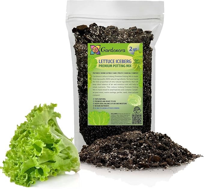 Premium Potting Soil Blend for Lettuce Iceberg - The Ultimate Mix for Healthy, Vibrant, and Crisp Lettuce - 2 Quart-VerdiqueGarden