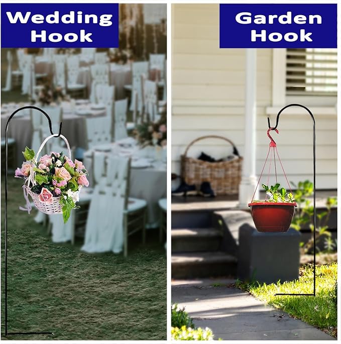 Ashman Shepherd's Hooks 35 Inch (40 Per Pack), Black, Made of Premium Metal for Hanging Solar Lights, Bird Feeders, Mason Jars, Christmas Lights, Lanterns, Garden Stakes and Wedding Décor.-VerdiqueGarden