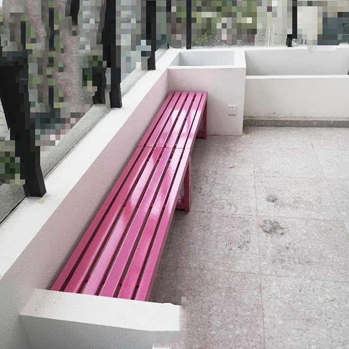 Weatherproof Metal Dining Bench, Outdoor Bench Backless Patio Bench 2-Person Farmhouse Bench Garden Bench for Kitchen, Living Room, Entryway(Pink,59in)-VerdiqueGarden