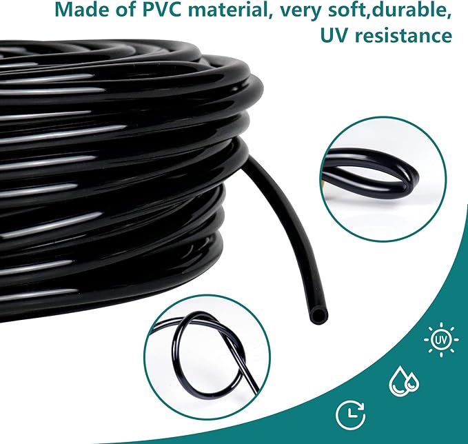 1/4 inch Blank Distribution Tubing Drip Irrigation Hose,100ft Soft Watering Tube for Small Lawn Garden Irrigation System-VerdiqueGarden