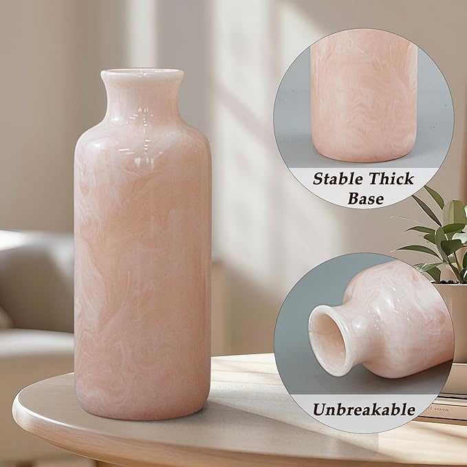 Resin 3 Piece Vase Set, Farmhouse Decor, Home Decorative Vase, Vases for Your Kitchen, Bedroom, Office, Living Room, Bathroom, & Shelf Centerpiece Table Decorations, Pink-VerdiqueGarden