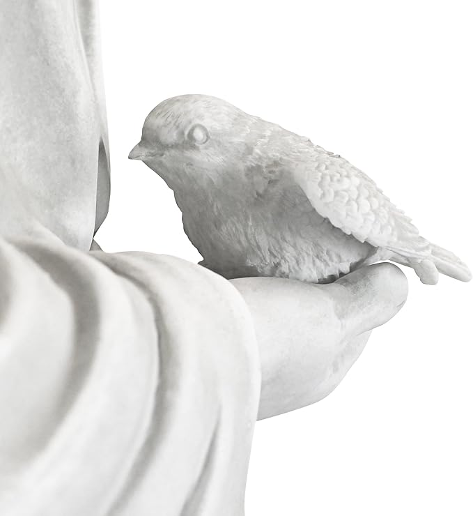 Design Toscano Francis of Assisi, Patron of Animals Religious Garden Decor Statue, 37 inches Tall, Cast Stone Resin, Antique Stone Finish-VerdiqueGarden