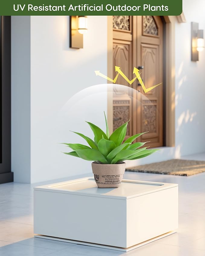 Velener Fake Agave with Burlap Bag, Artificial Plant Outdoor Agave - Fake Plants for Indoor and Outdoor Decor(16 Inch)-VerdiqueGarden