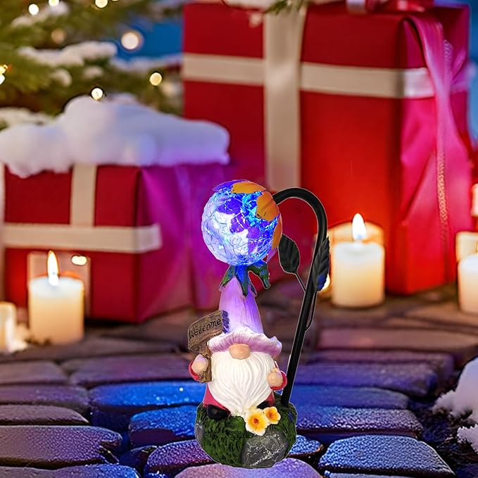 Garden Gnomes Outdoor Statue with Solar Lights Welcome Gnome Home Garden Decor Mom Gifts for Yard Patio Home Garden-VerdiqueGarden