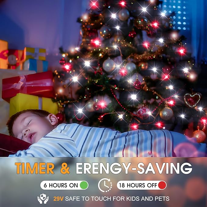 KNONEW 197FT 500 LED Christmas Lights Outdoor String Lights 8 Modes & Memory Fairy Light Plug in Waterproof LED String Lights for Xmas Yard Tree Wedding Party Holiday Decorations (Red and White)-VerdiqueGarden