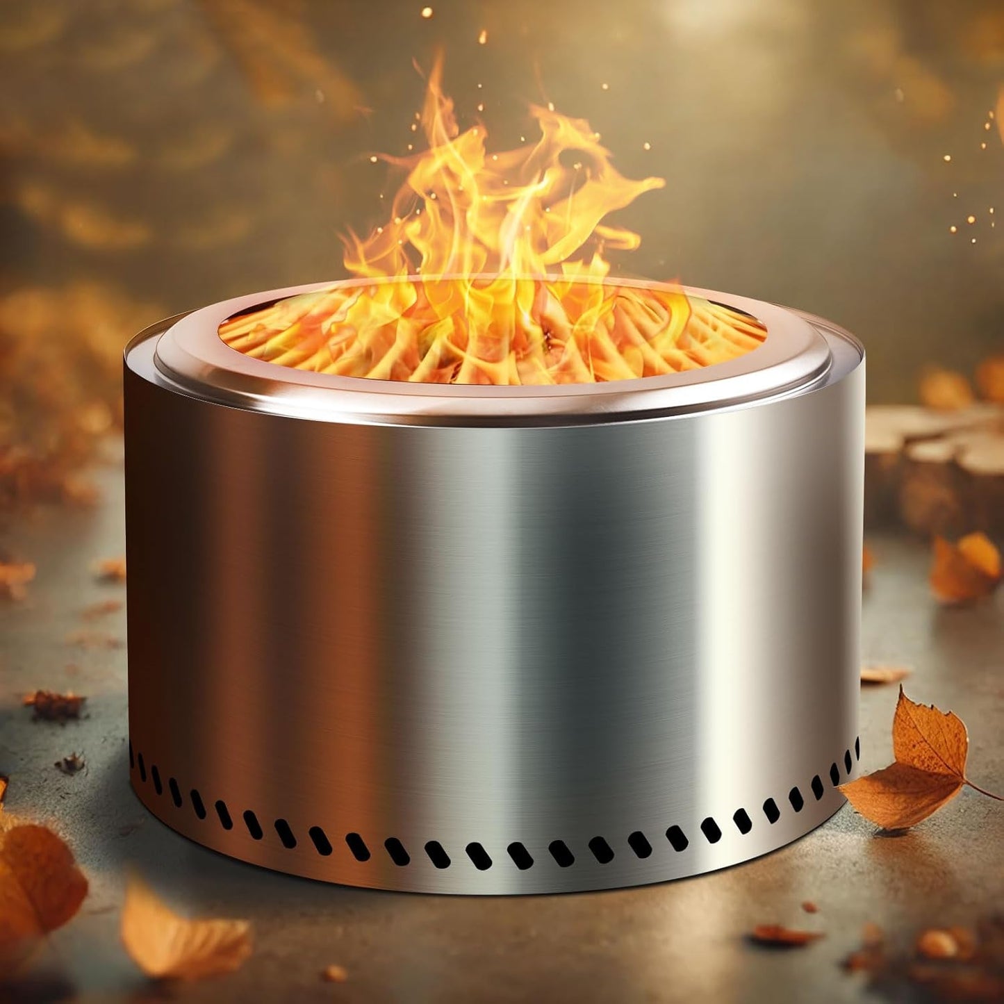 HGD 28 Inch Smokeless Firepit, Stainless Steel Fire Pit, Wood Burning Firepit for Patio Garden Picnic-VerdiqueGarden