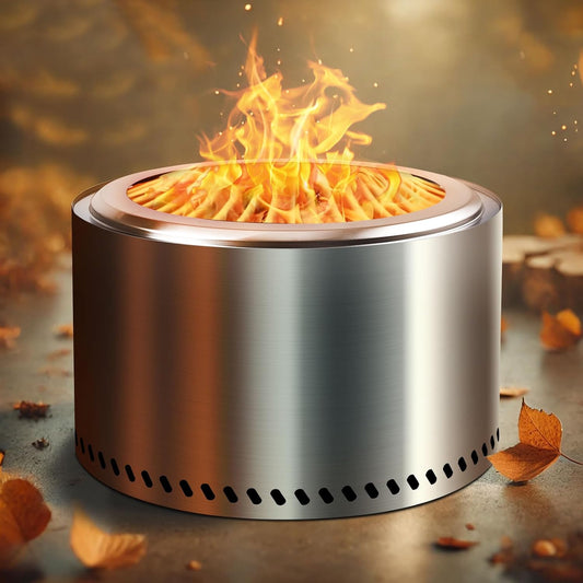 HGD 28 Inch Smokeless Firepit, Stainless Steel Fire Pit, Wood Burning Firepit for Patio Garden Picnic-VerdiqueGarden