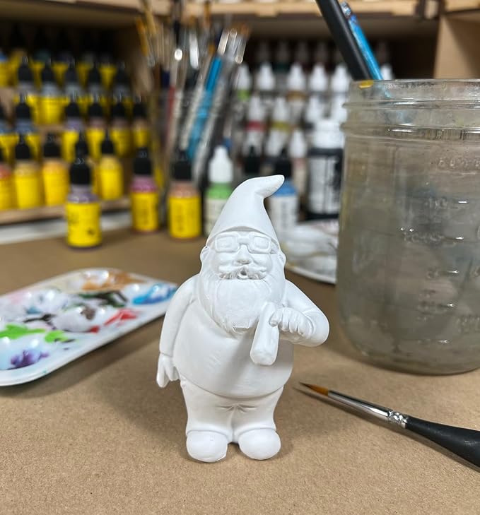 Gnometastic Gnude Mini Gnomes - Smoking Hippie Unpainted Gnome Statue, 3.5in DIY Paint Your Own Gnome Mini -Funny Garden Gnomes to Paint for Adults-VerdiqueGarden
