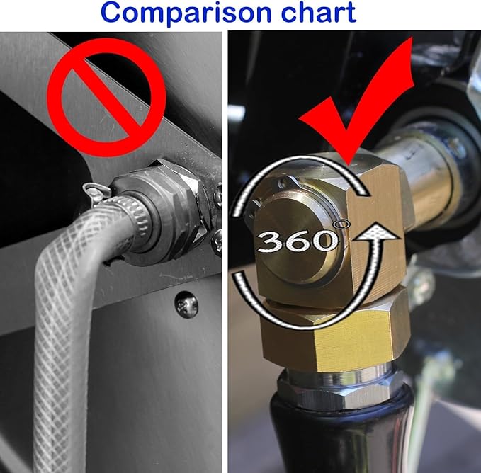 Garden Hose Reel Replacement Fitting,Brass 3/4"GHT Female to 1/2"NPT Male Swivel Elbow adapter (4.72 inches in length 2 piece)-VerdiqueGarden