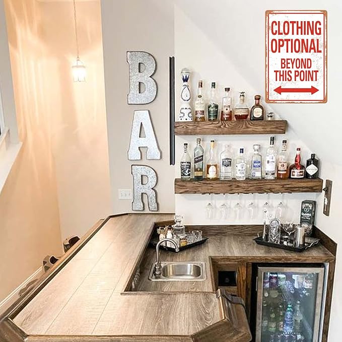 Clothing Optional Beyond This Point Sign Vintage Metal Tin Signs Man Cave Decor Bar Signs Wall Decor For Room Gifts For Men Red Sign 12 X 8 Inch-VerdiqueGarden