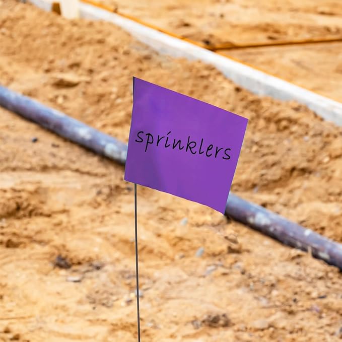 Zozen 50Pack Purple Marking Flags, Writable | 15x4x5 Inch, Yard Flags for Lawn & Irrigation & Landscape & Sprinkler & Survey & Dog Training.-VerdiqueGarden