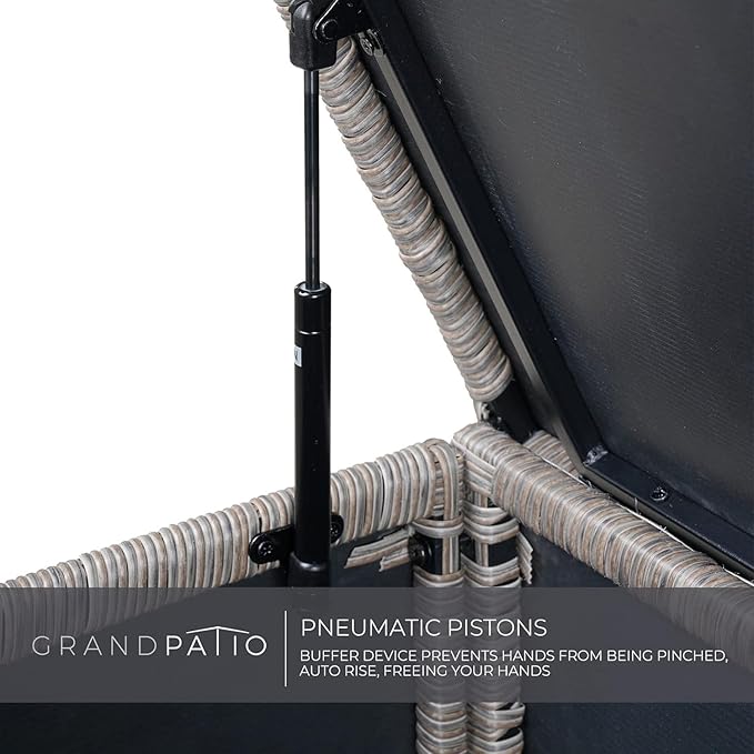 Grand patio 108 Gallon Deck Storage Box Indoor Outdoor Wicker Bin for Patio Furniture Cushions Garden Tools Pool Accessories, Greige-VerdiqueGarden