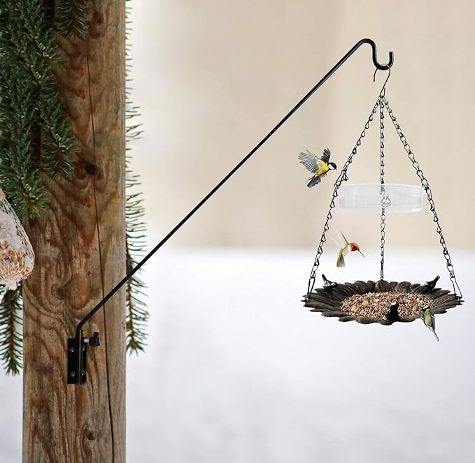 ERYTLLY Extended Reach Deck Hook Wall Pole Wall Mounted, Extensible and Adjustable 28 inch to 43 inch Bracket for Hanging Bird Feeder,Plants,Wind Chimes,Lanterns-VerdiqueGarden