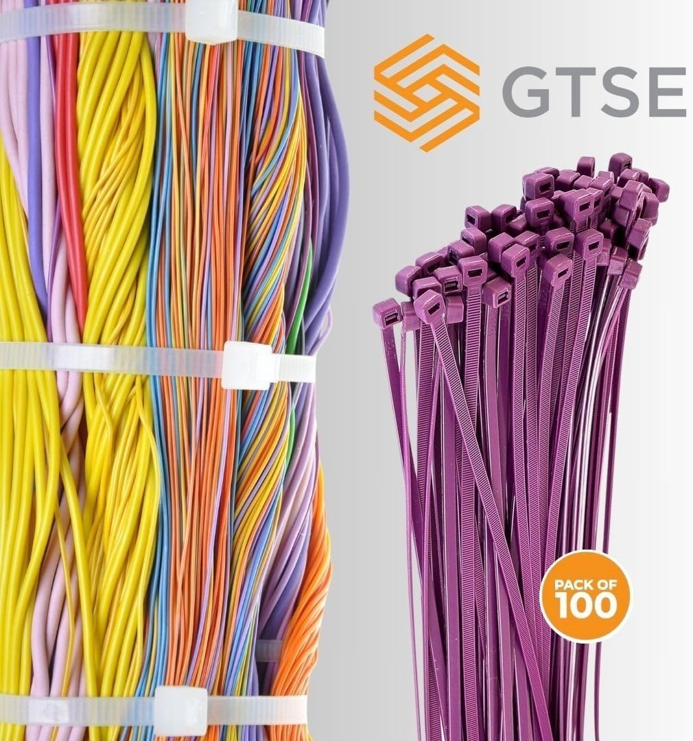 GTSE 4 Inch Purple Zip Ties, 100 Pack, 18lb Strength, UV Resistant Nylon Small Cable Ties, Self-Locking 4" Tie Wraps-VerdiqueGarden