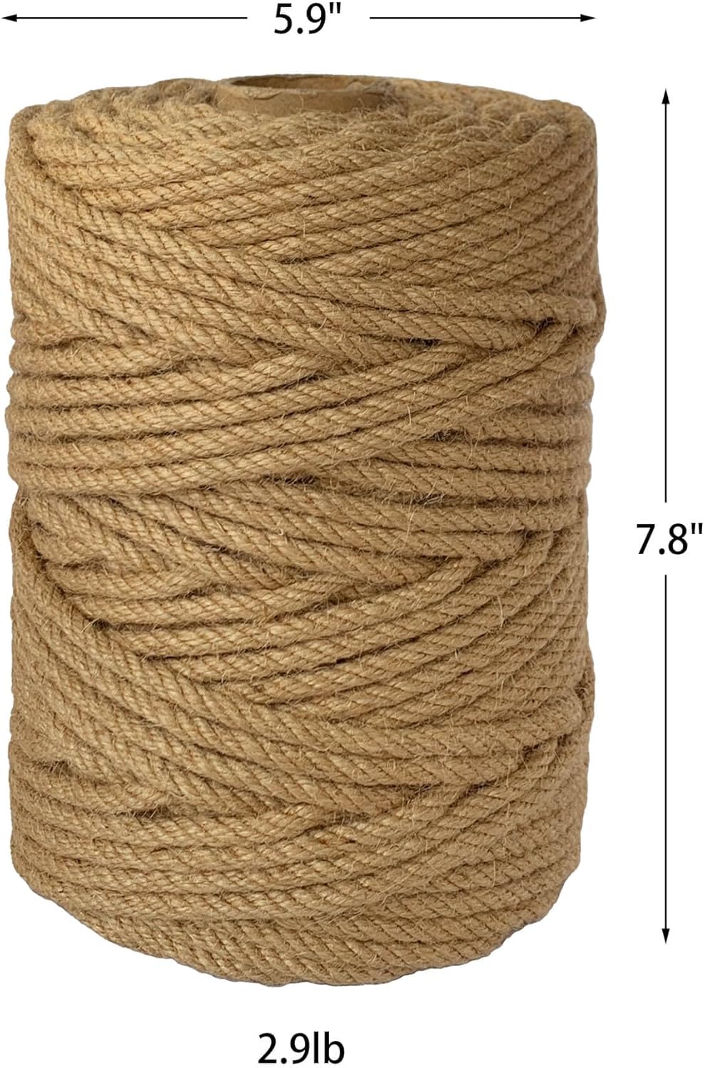 2-Pack Natural Jute Twine Rope, 6mm x 656ft Heavy Duty & Eco-Friendly - for Crafts, Gardening, Cat Scratching Post, Bundling & Hanging, 328Feet/Roll-VerdiqueGarden
