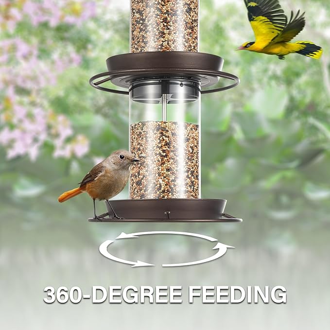 Backyard Expressions 2-Tier Bird Feeder with Sure-Lock Cap and Hanging Hook, Wild Bird Feeders - 4.5 lb Seed Capacity-VerdiqueGarden