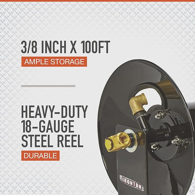 Ironton Air Hose Reel - holds 3/8in. x 100ft. Hose-VerdiqueGarden